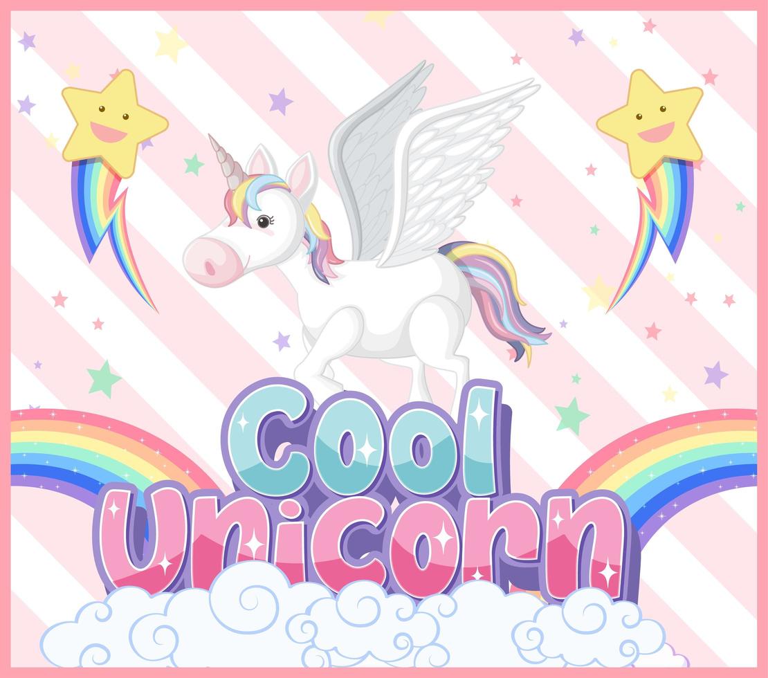 banner de unicornio en color de fondo pastel vector