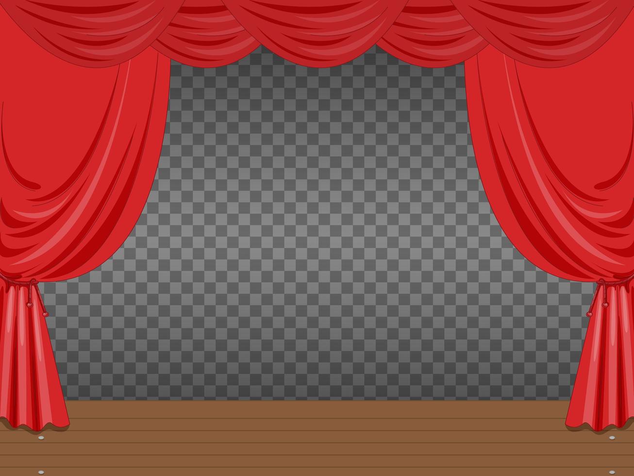 Empty Stage with Red Curtains Transparent vector