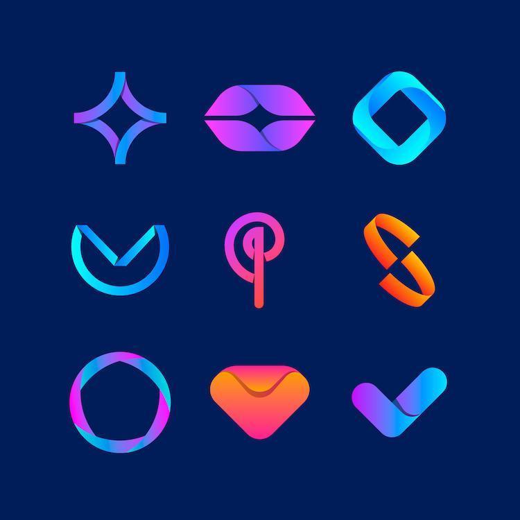 Gradient Abstract Logo Collection vector