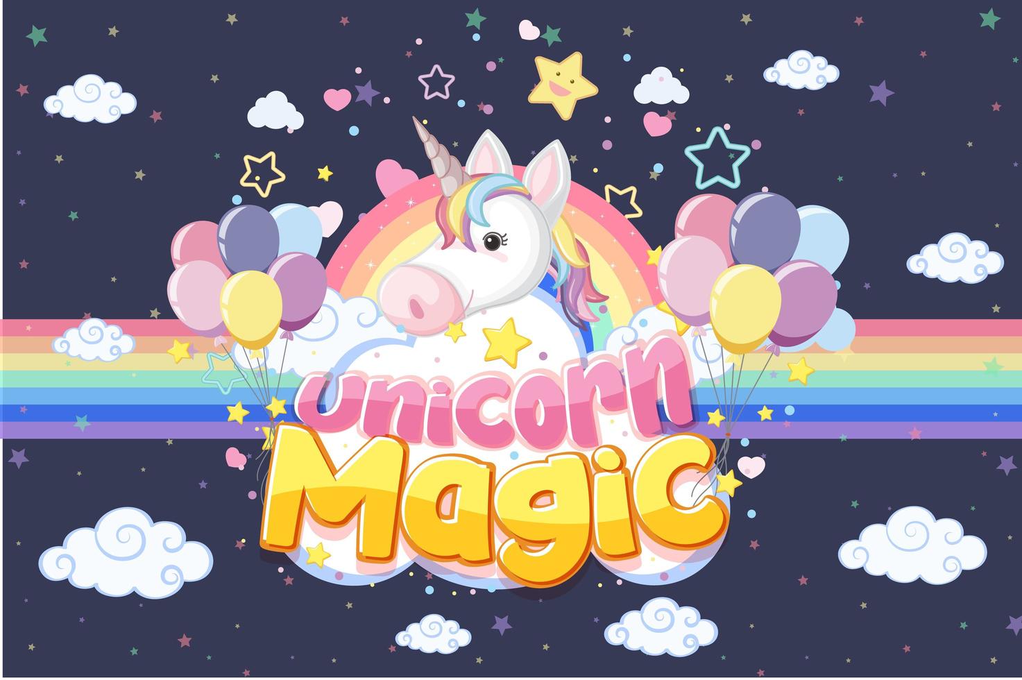 banner de unicornio en color de fondo pastel vector