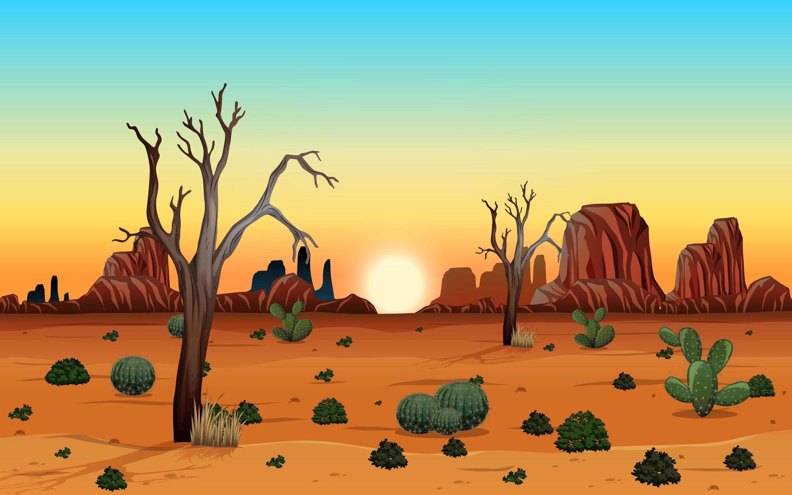 Wild Desert Landscape at Daytime Scene 1396751 Vector Art at Vecteezy