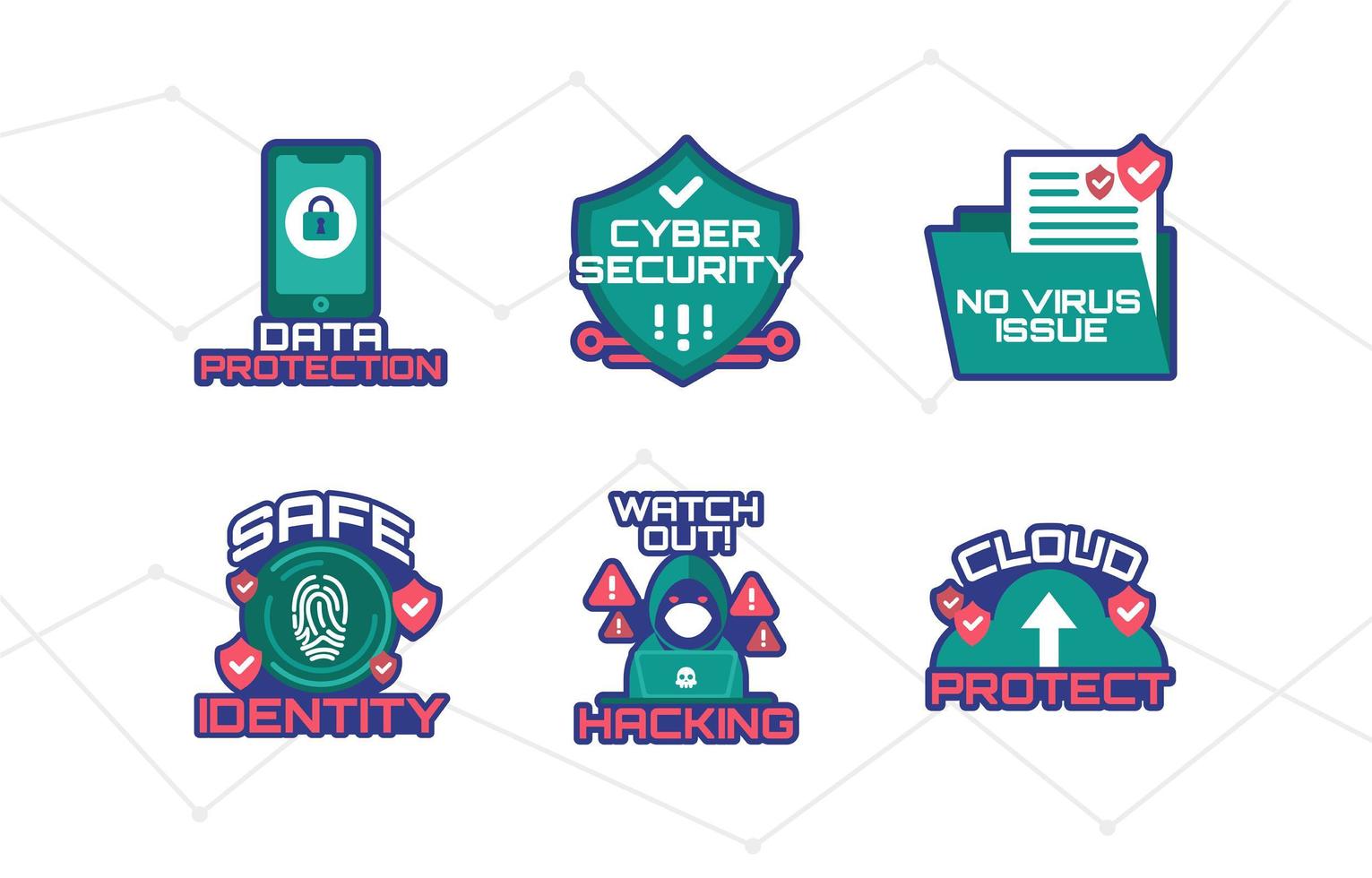 Cyber Protection Sticker Pack vector