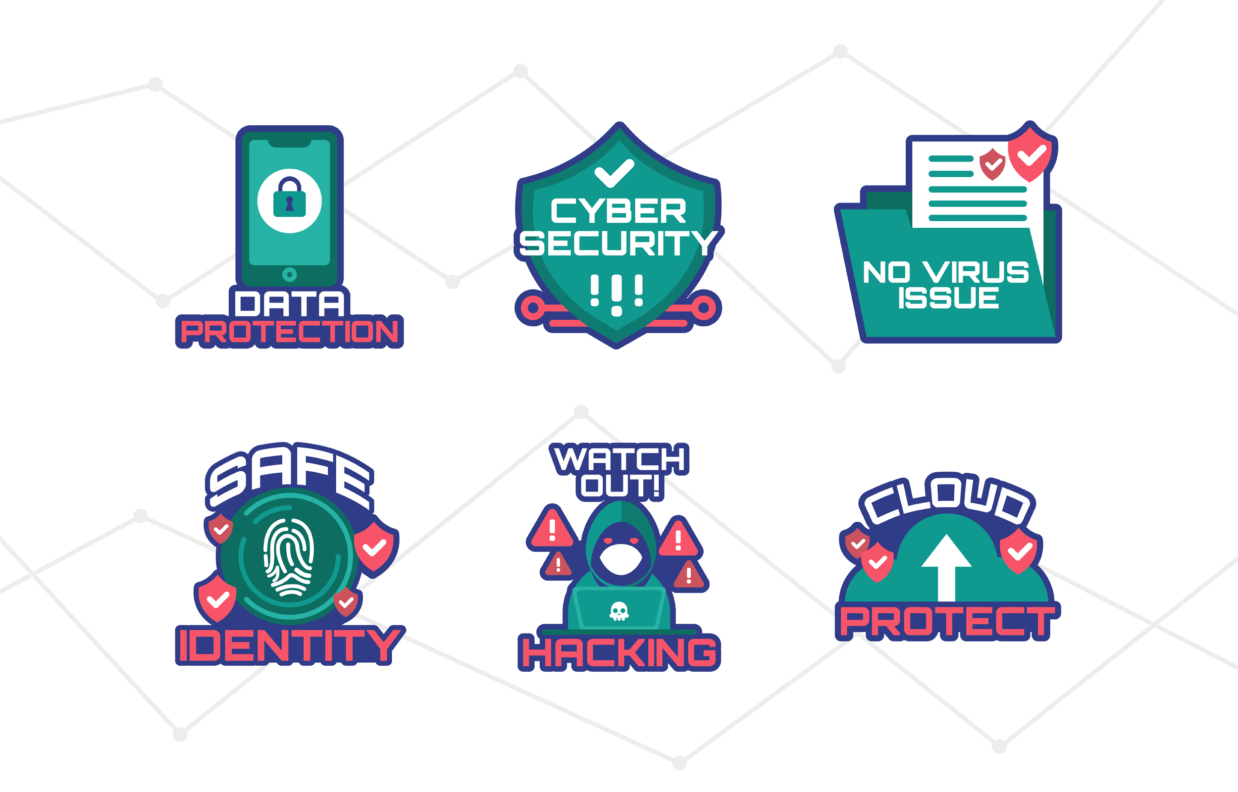 Cyber Protection Sticker Pack 1396758 Vector Art at Vecteezy