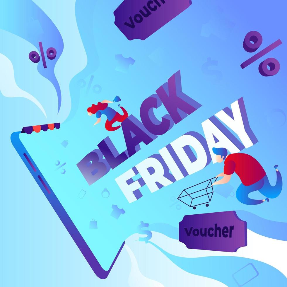 venta de compras de viernes negro vector