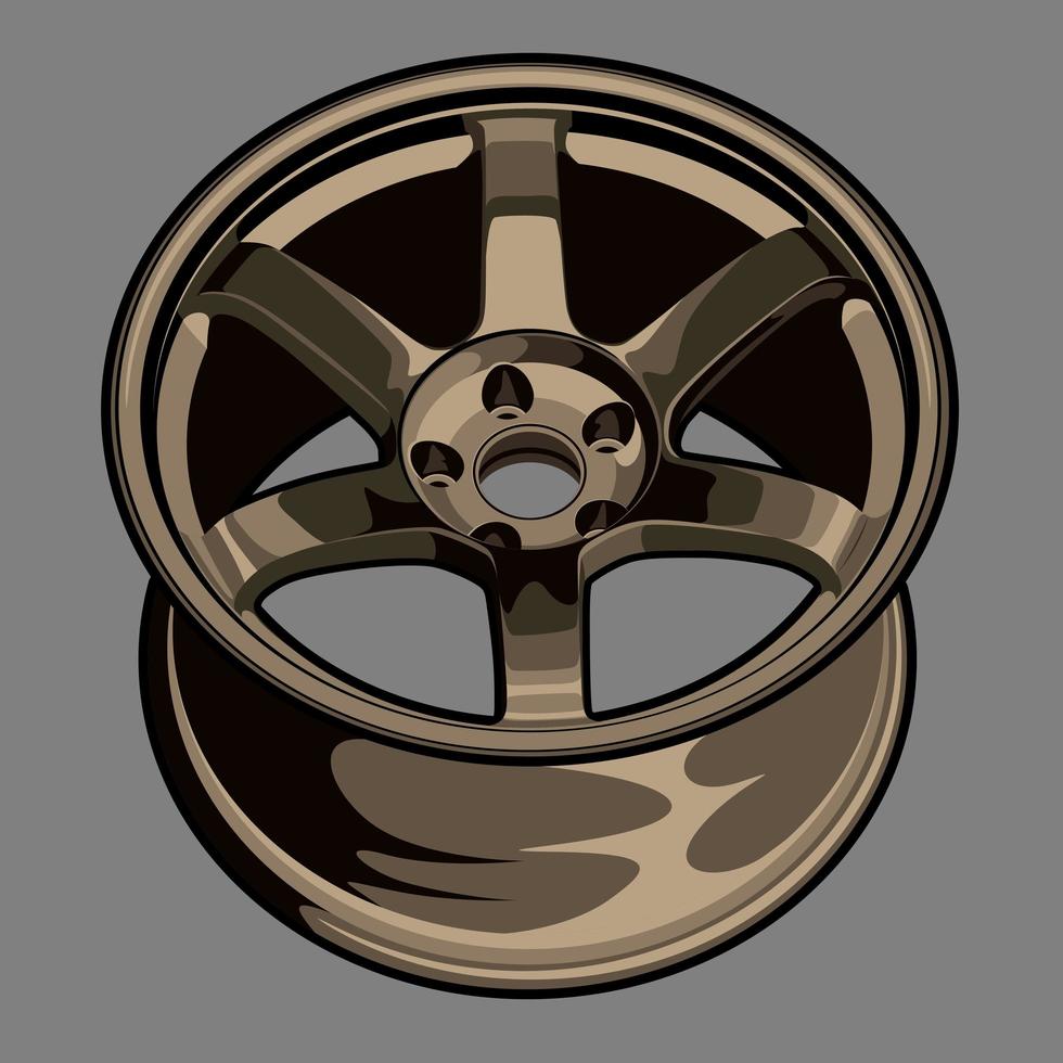 Bronze color car wheel drawing vector