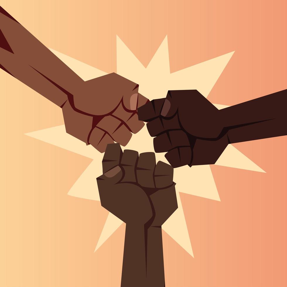 Three black fists  vector