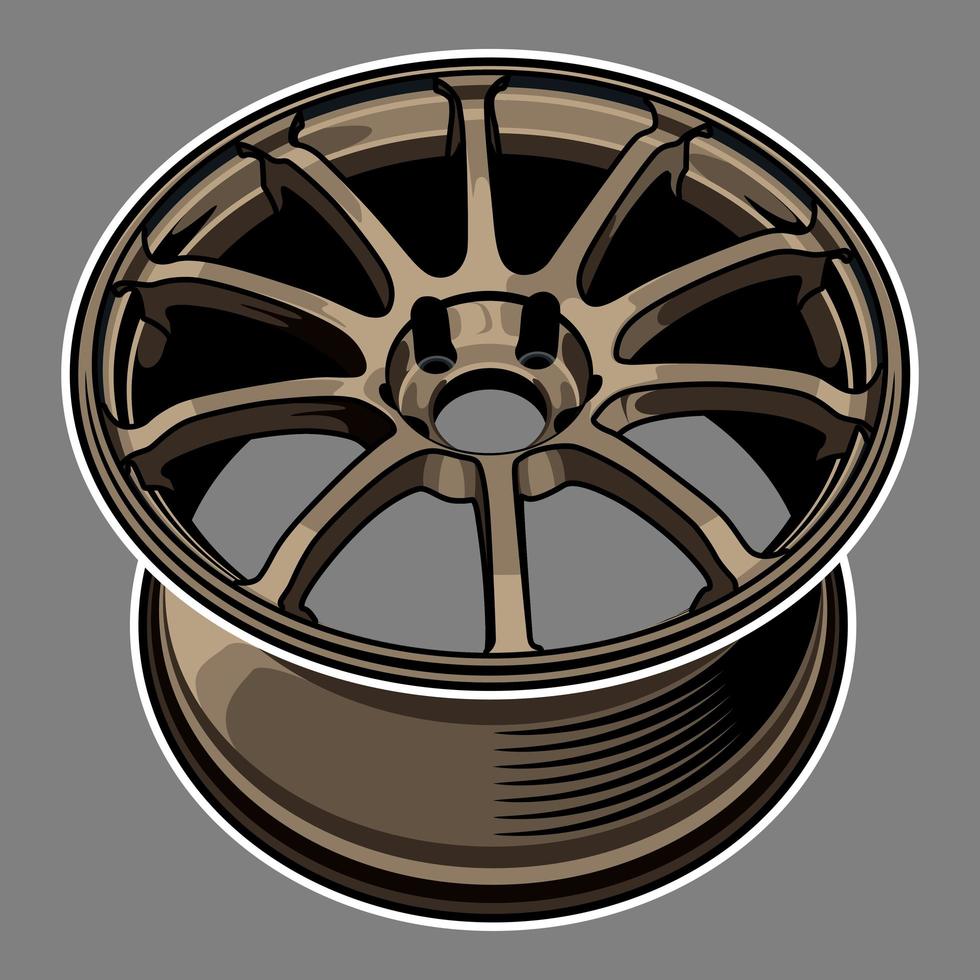 Bronze color car wheel drawing vector