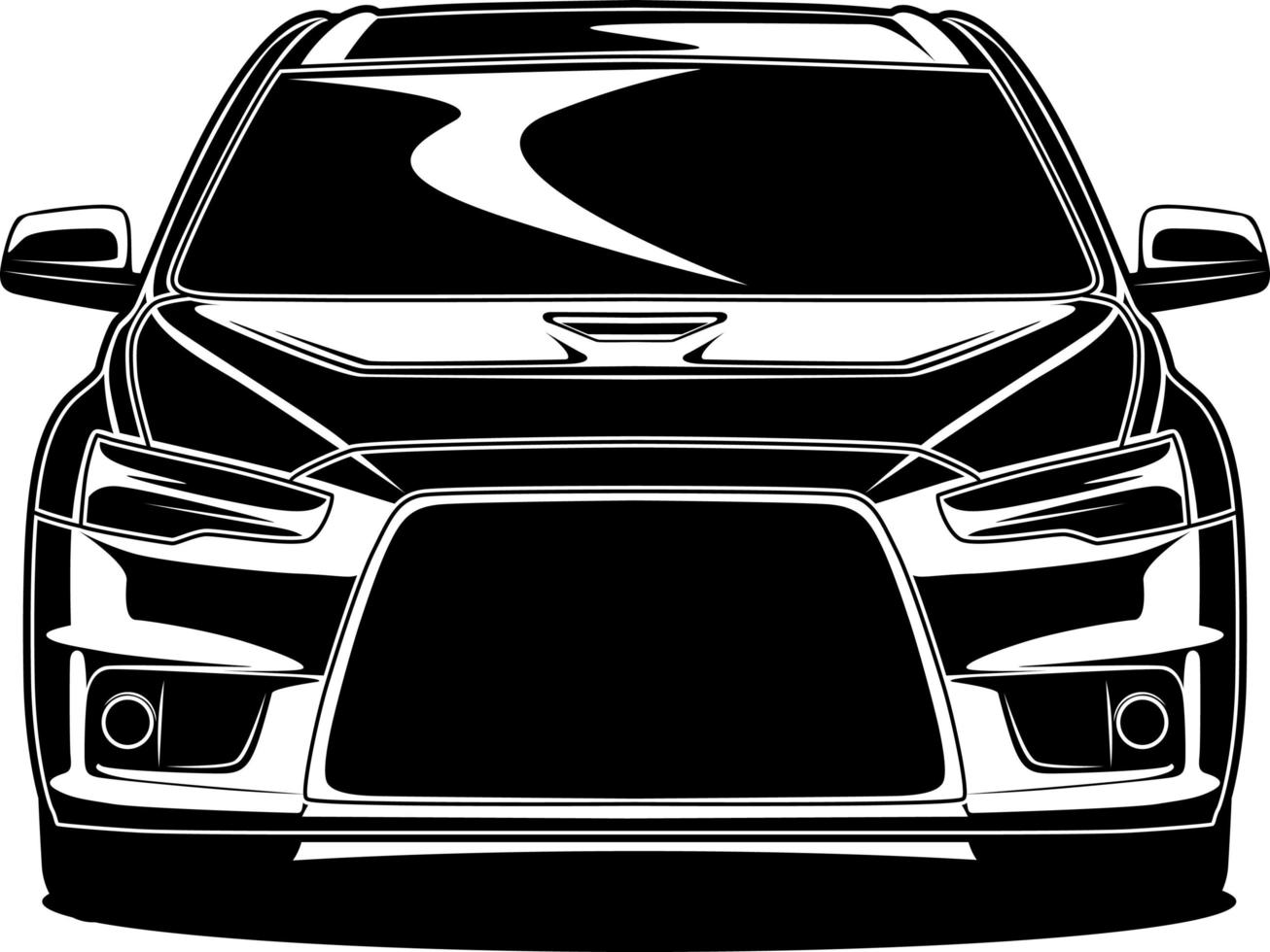 Black and white car front drawing vector