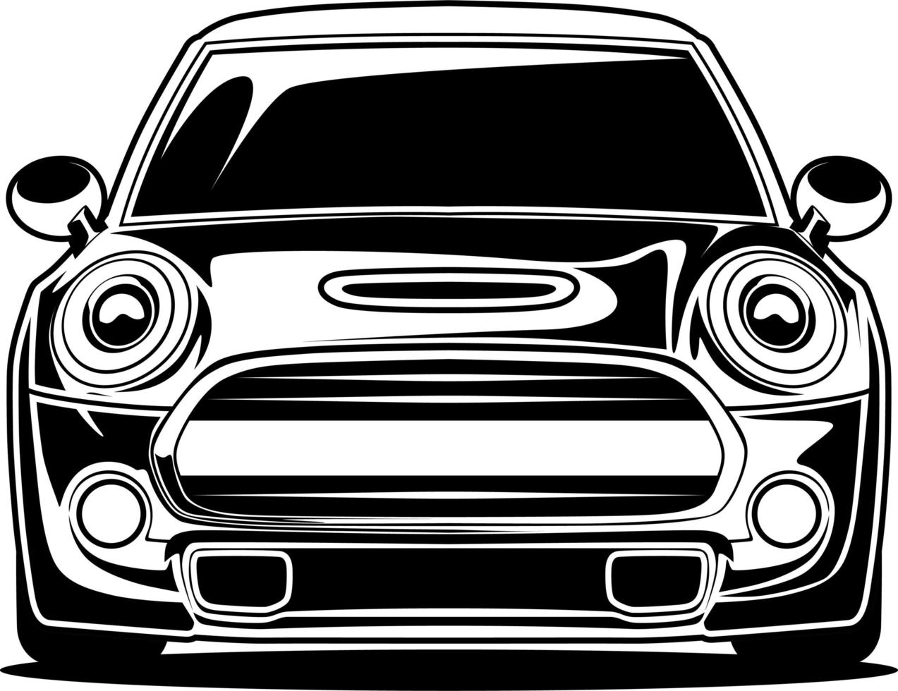 dibujo frontal del coche blanco y negro vector