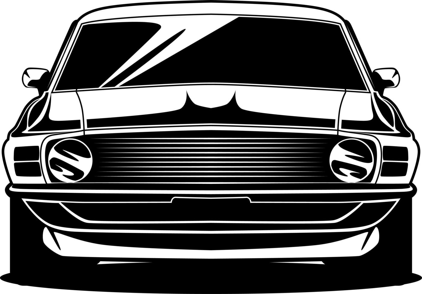 Black and white car front drawing vector