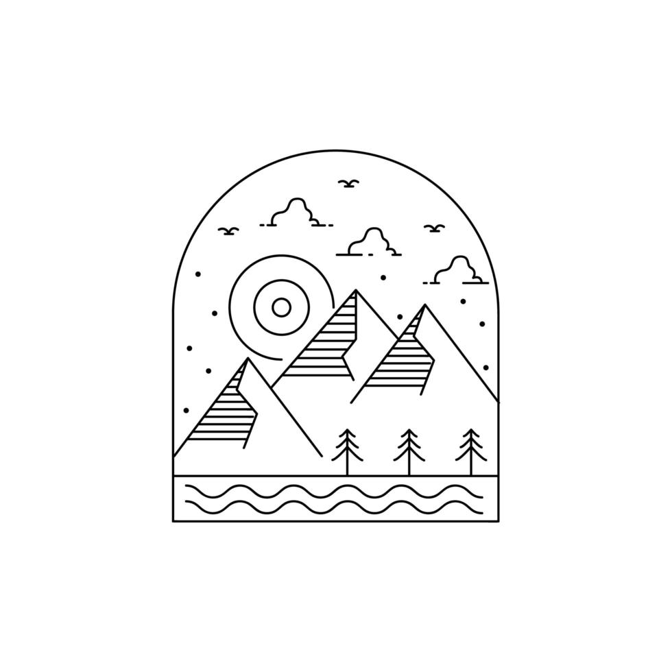 Nature And Landscape Line Art Badge 1396858 Vector Art At Vecteezy