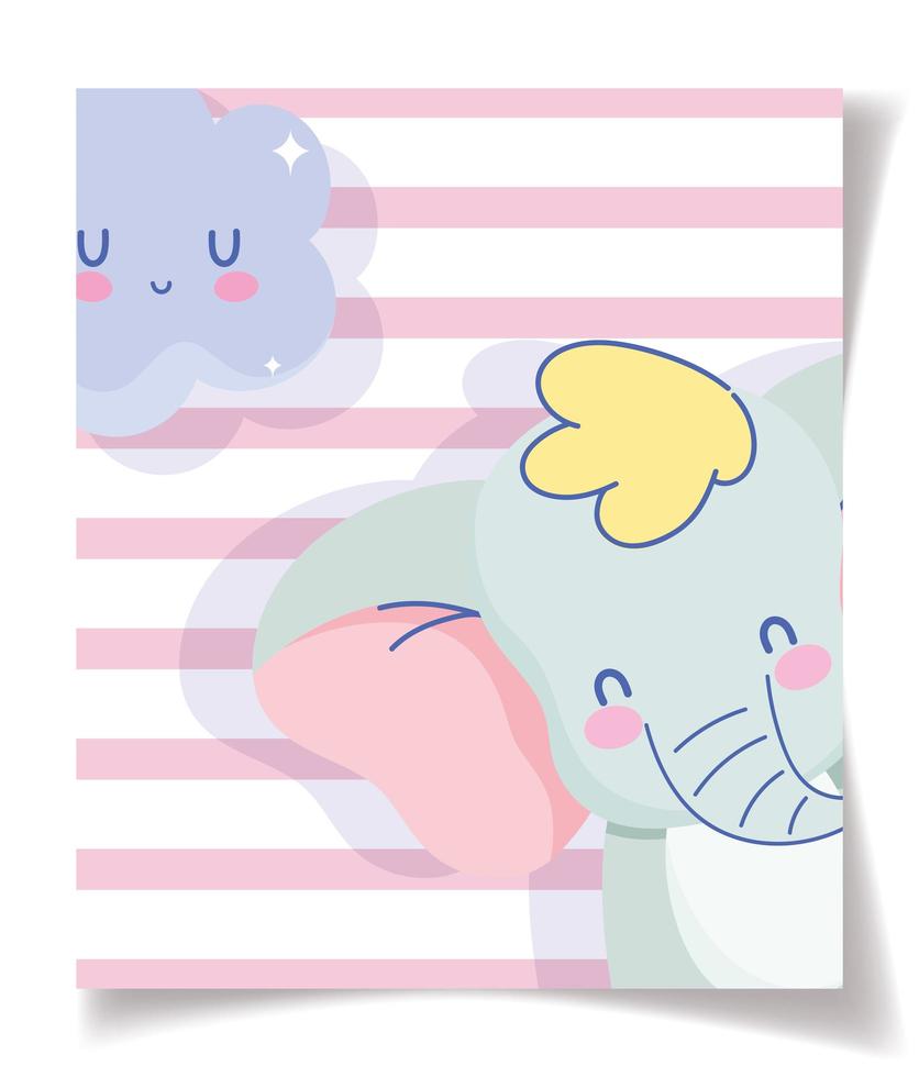 Baby shower elephant and cloud cartoon design  vector