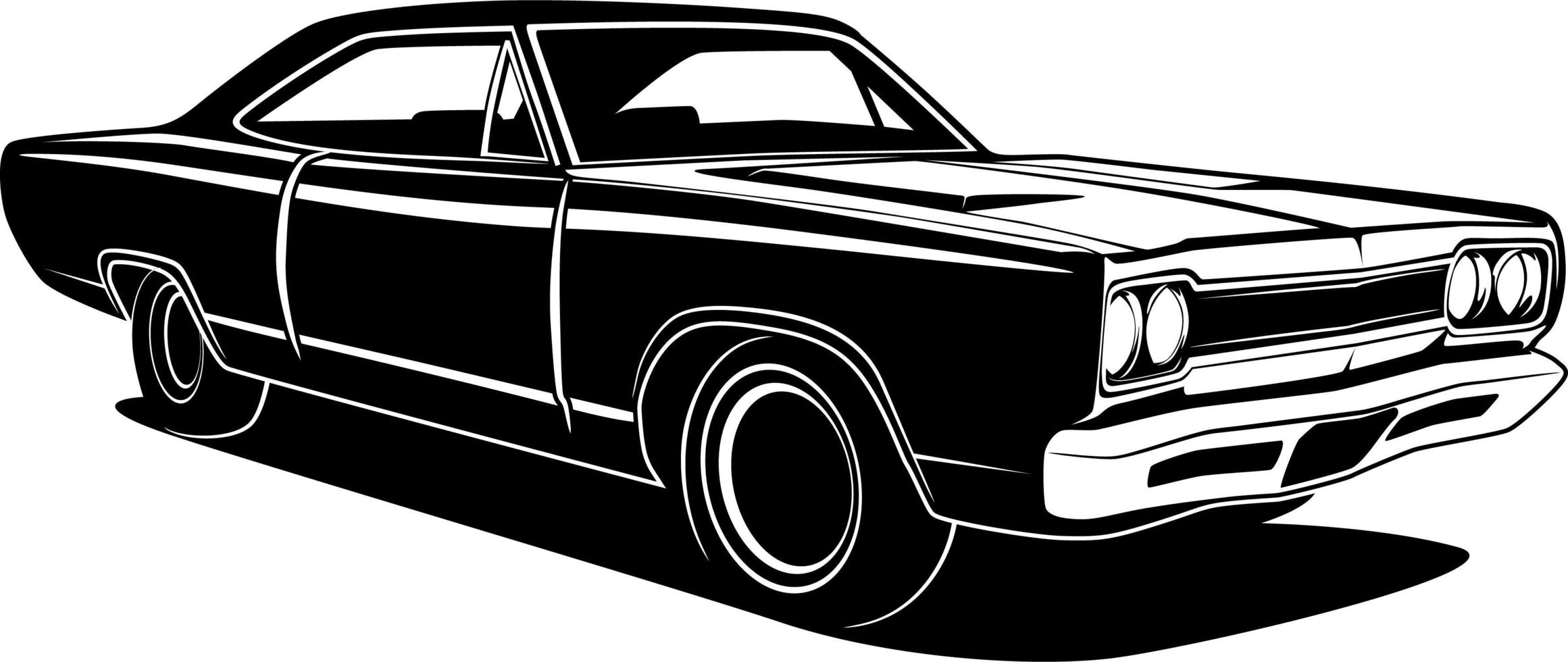 Black and white retro cart drawing vector