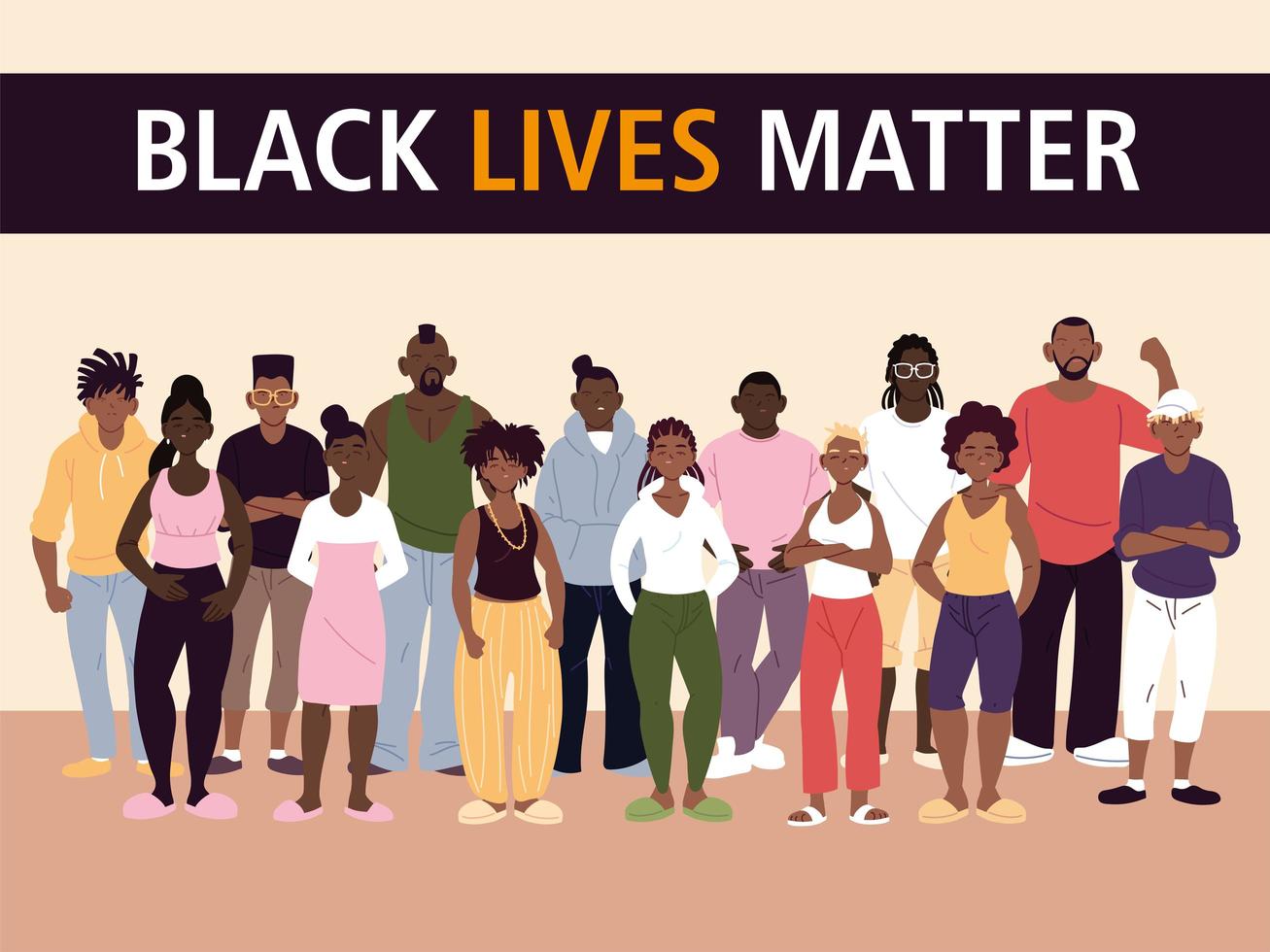 Black lives matter with women and men vector