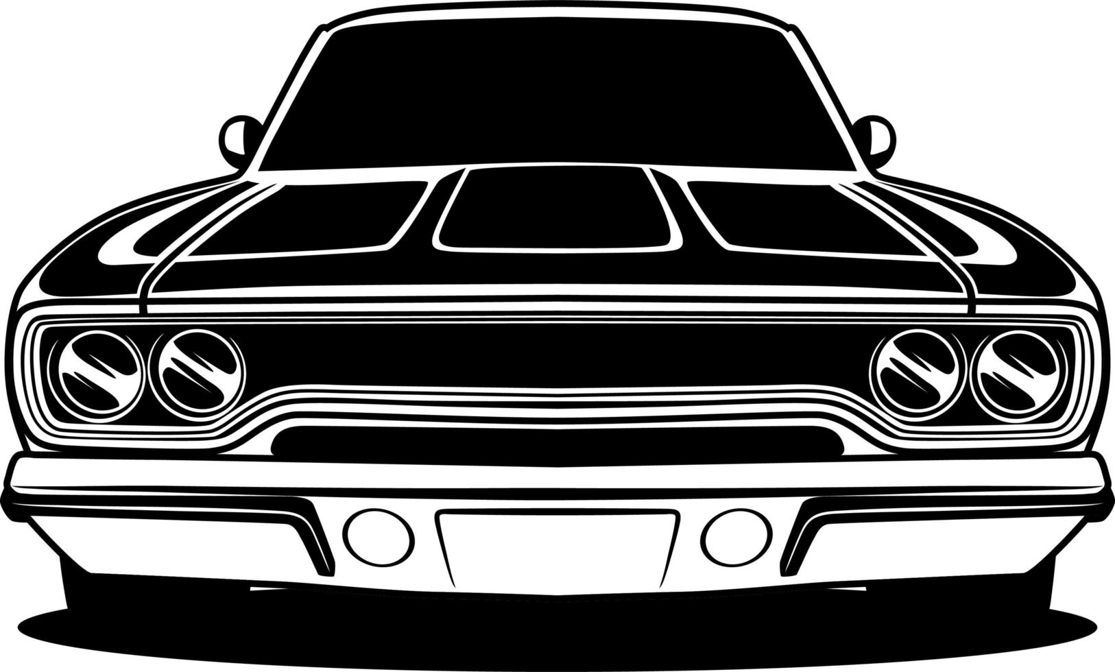 dibujo frontal del coche blanco y negro vector