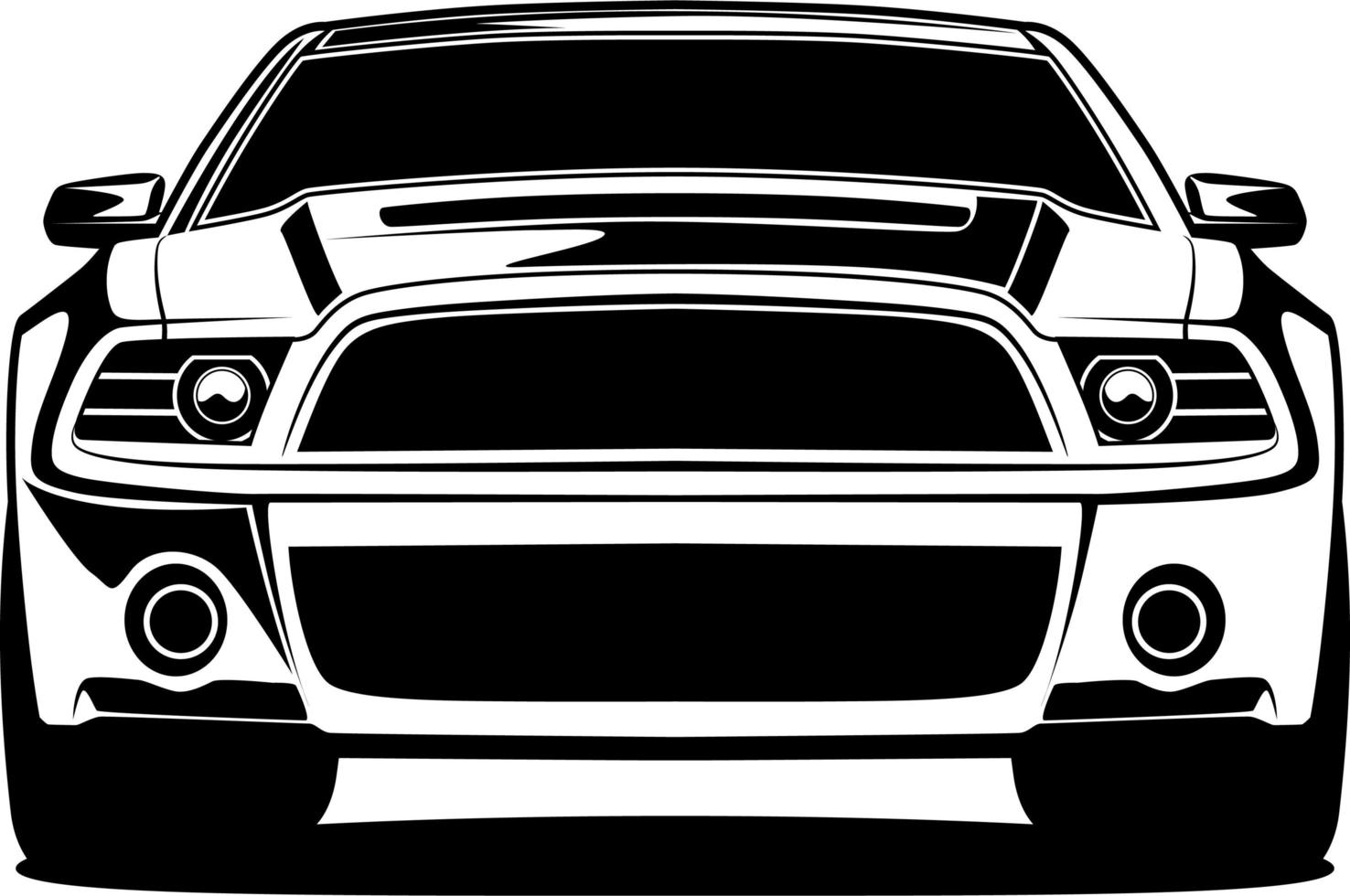 dibujo frontal del coche blanco y negro vector