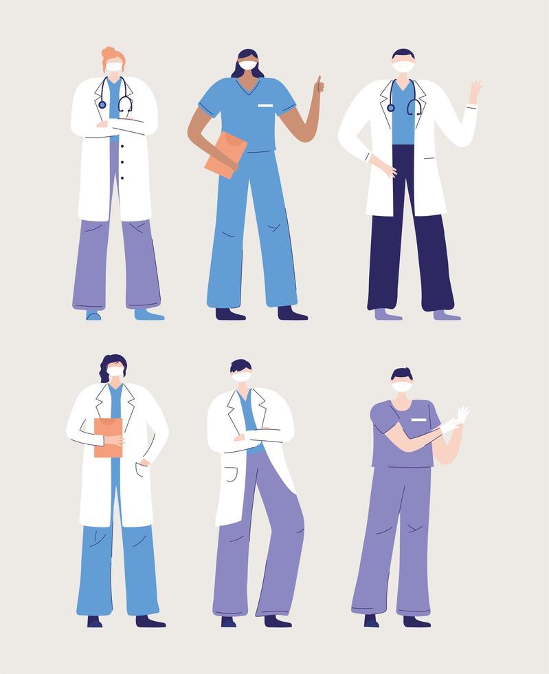 personajes de médicos y enfermeras vector