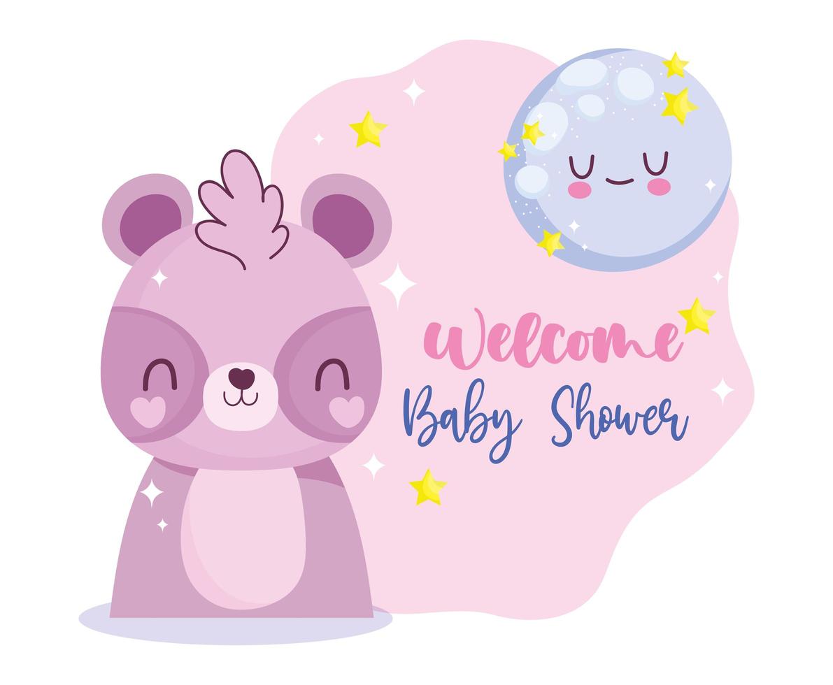 Baby shower with little raccoon  vector