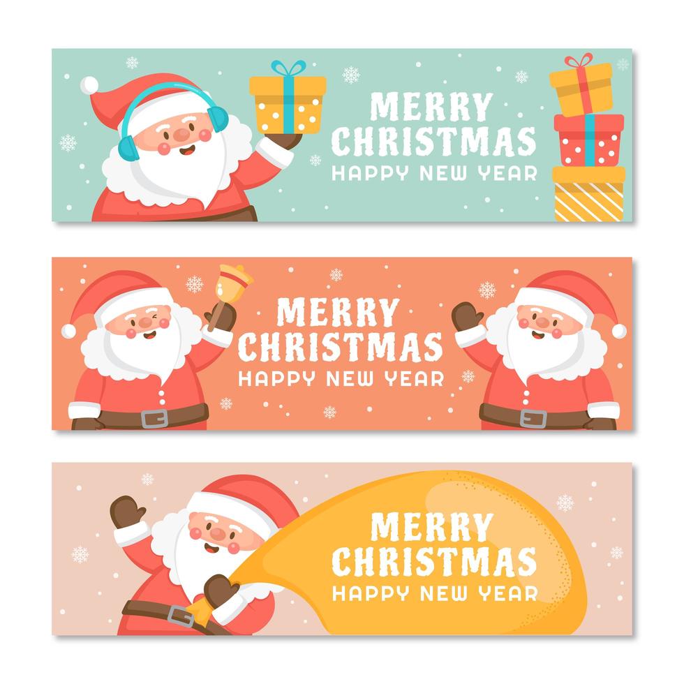 Cute Chubby Santa Holding Gifts and Celebrate Christmas vector