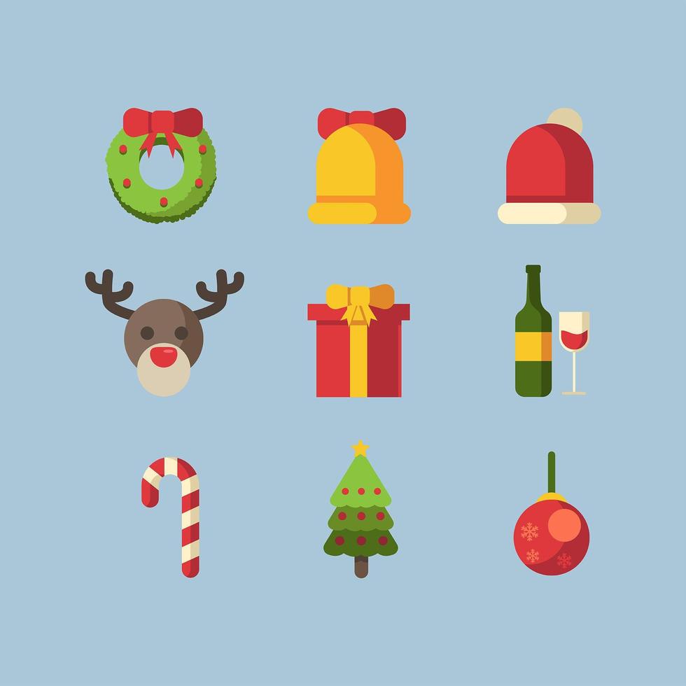 conjunto de iconos de navidad minimalista vector