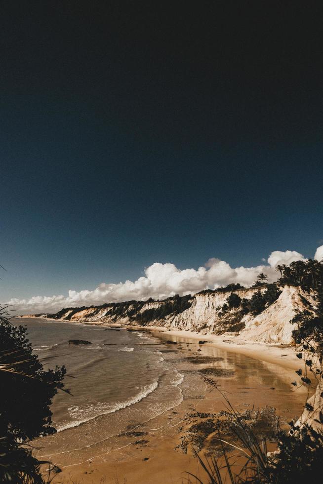 Seashore under blue sky photo