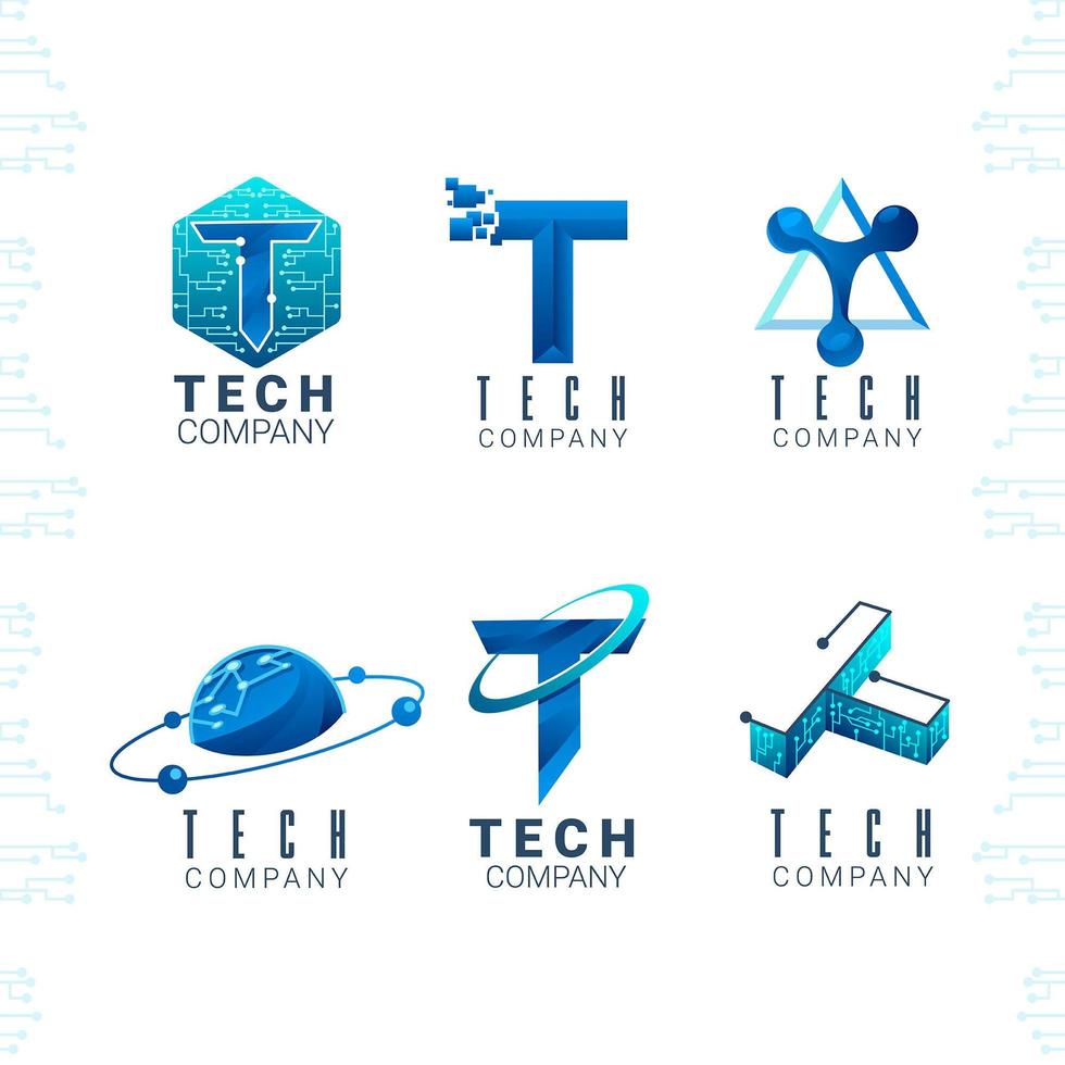 conjunto de logotipos de alta tecnología vector