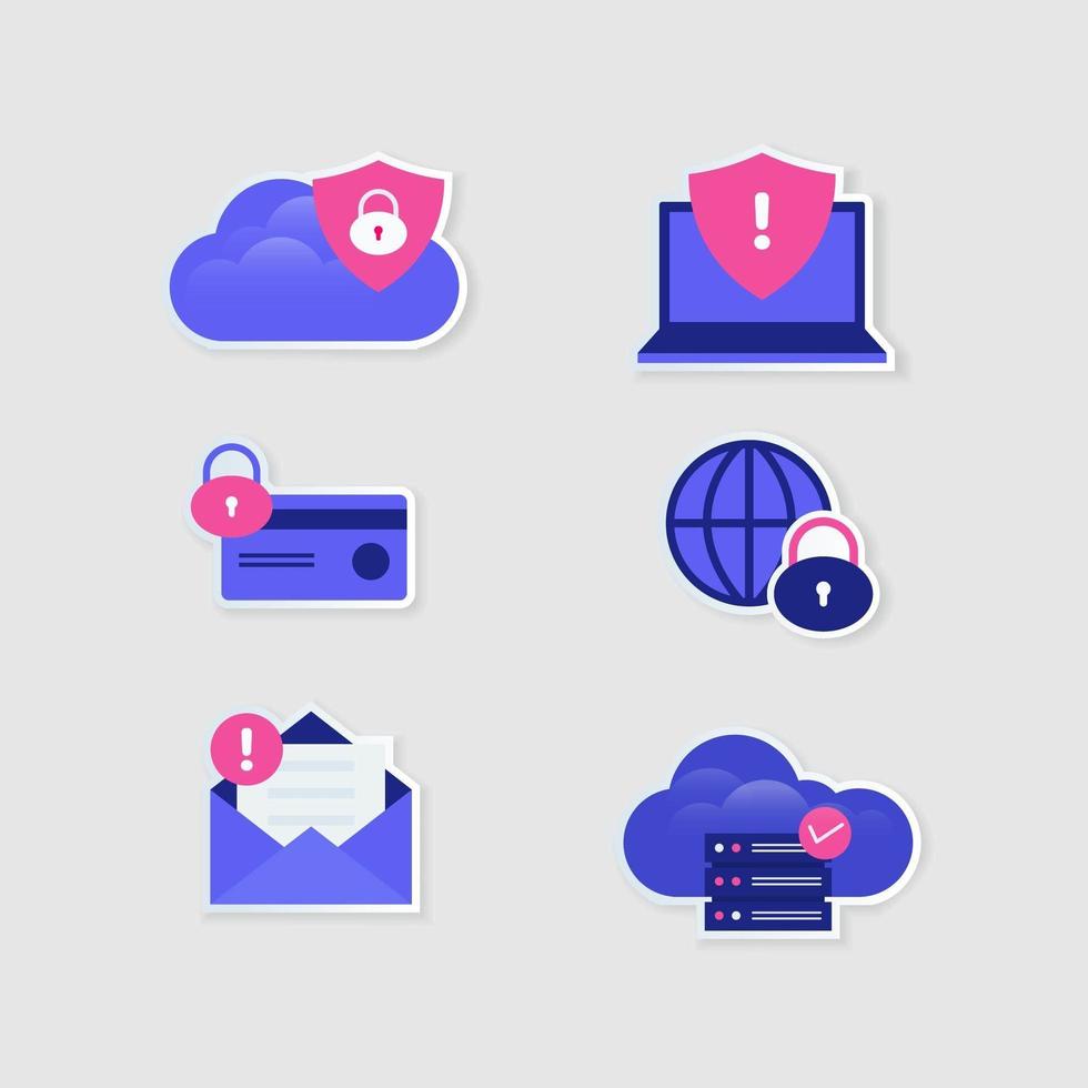 Cyber Security Stickers vector