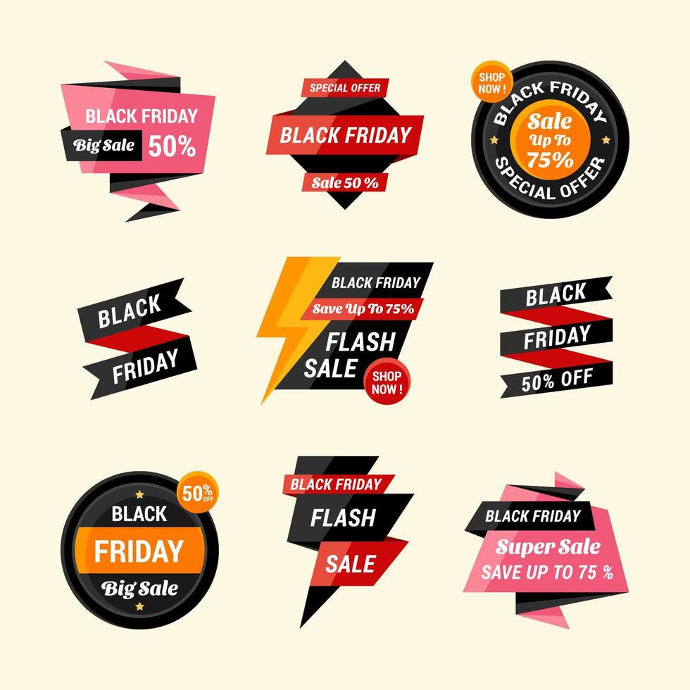 Black Friday Label Sticker Collection vector