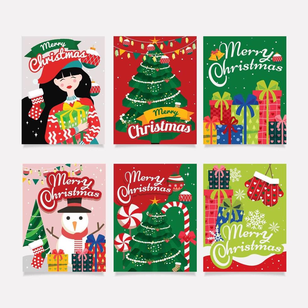 colección de tarjetas y saludos de navidad vector