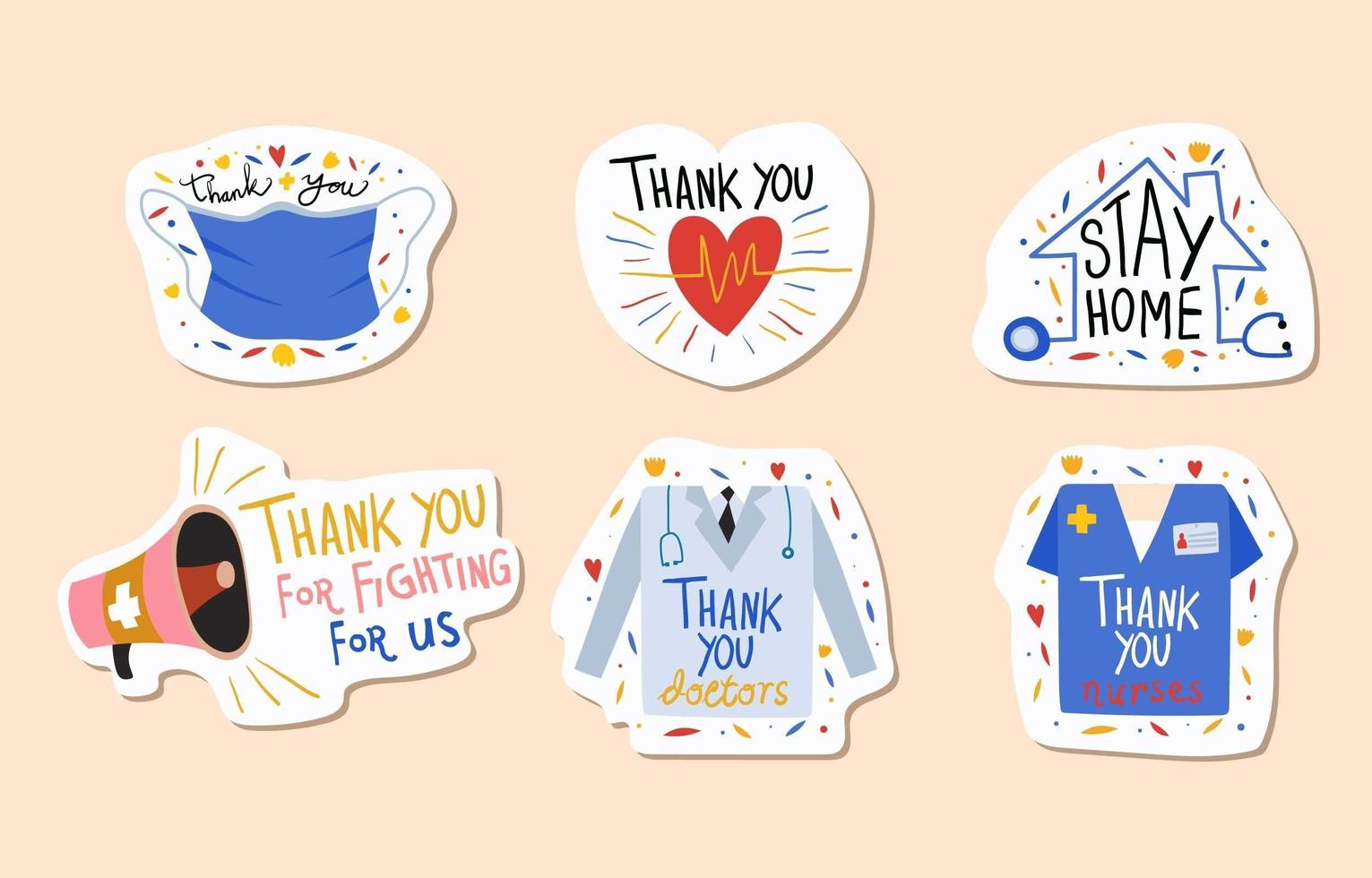 Thank You Healthcare Sticker Pack vector