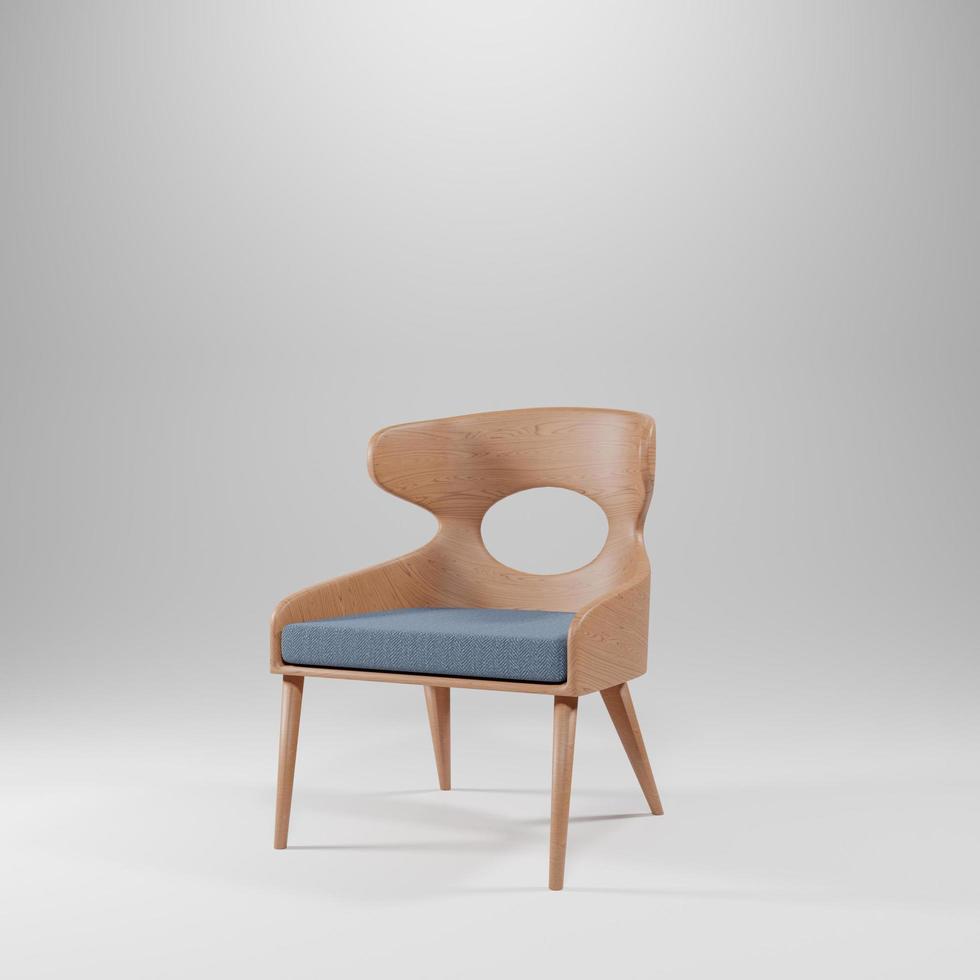 silla sobre fondo gris 3d para publicidad foto