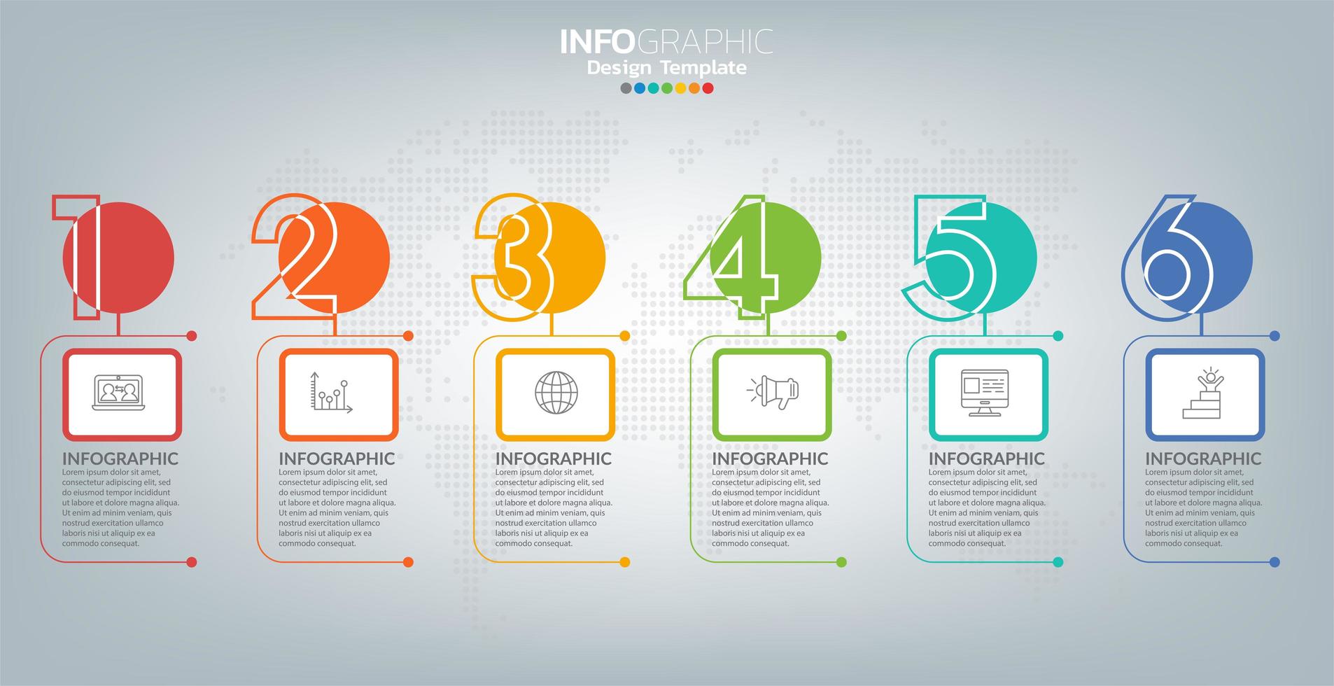 iconos y plantilla de infografía. concepto de negocio con procesos. vector