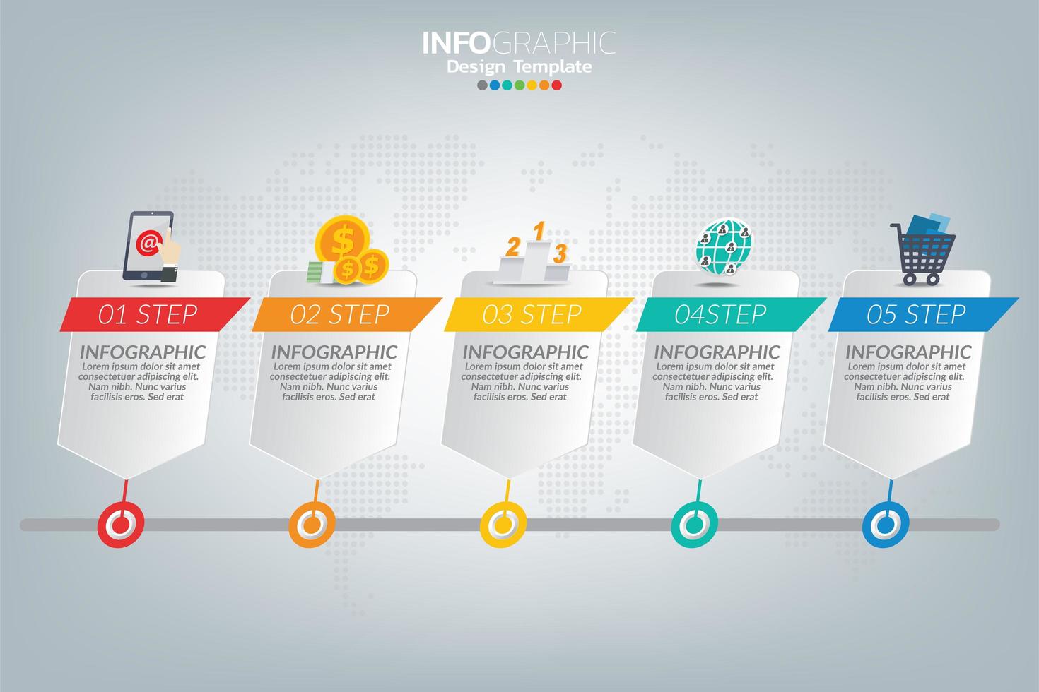 iconos y plantilla de infografía. concepto de negocio con procesos. vector