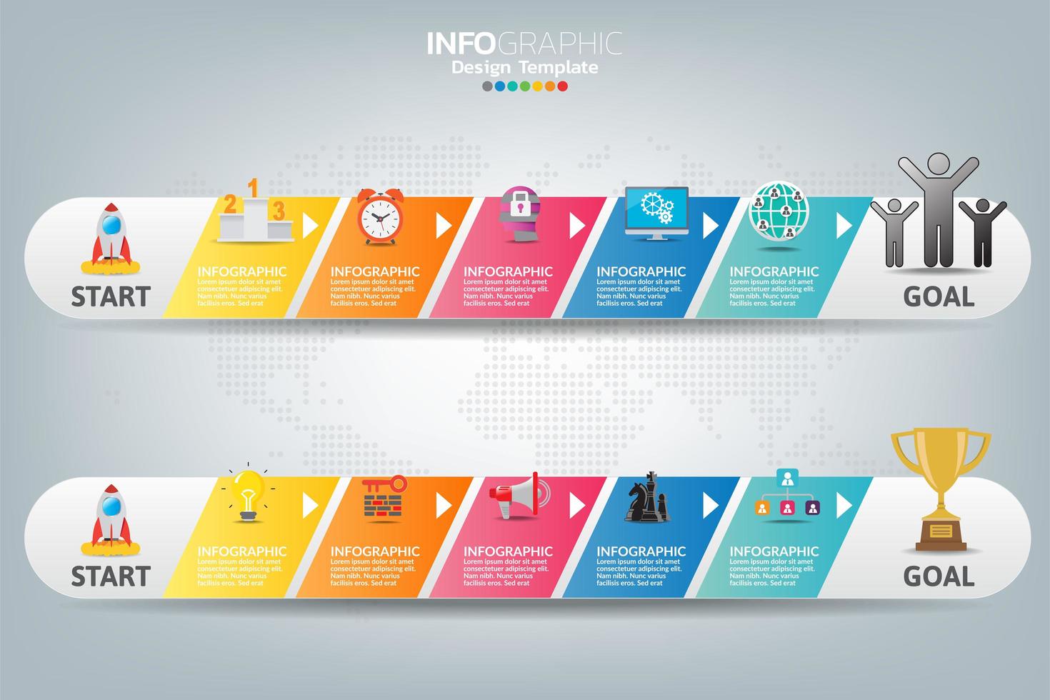 iconos y plantilla de infografía. concepto de negocio con procesos. vector