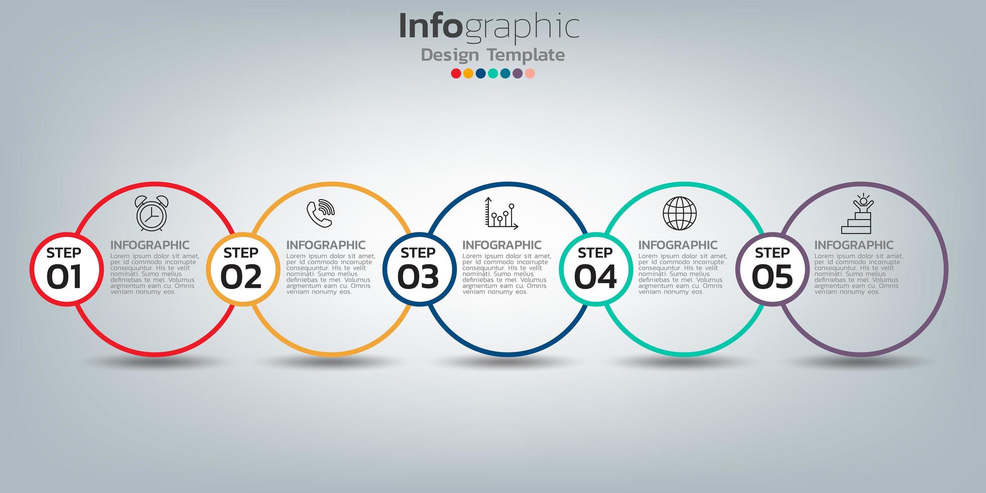 Infographic template design with 5 color elements vector