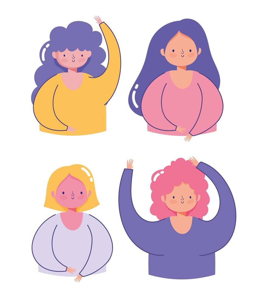 conjunto de caracteres de mujeres jóvenes vector