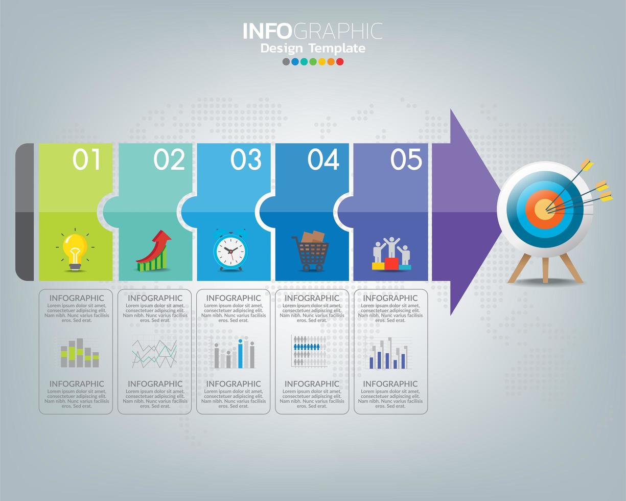 Target with elements and text, infographic template. vector