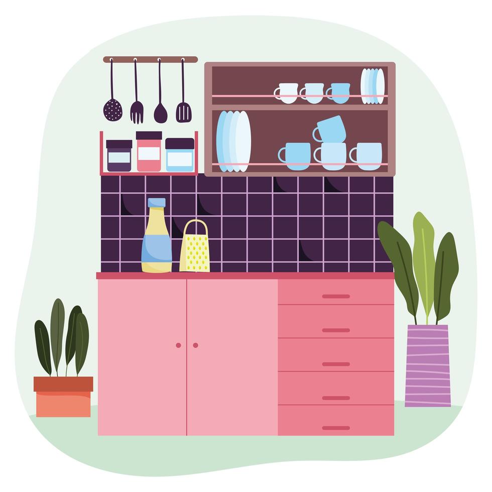 Kitchen interior background vector