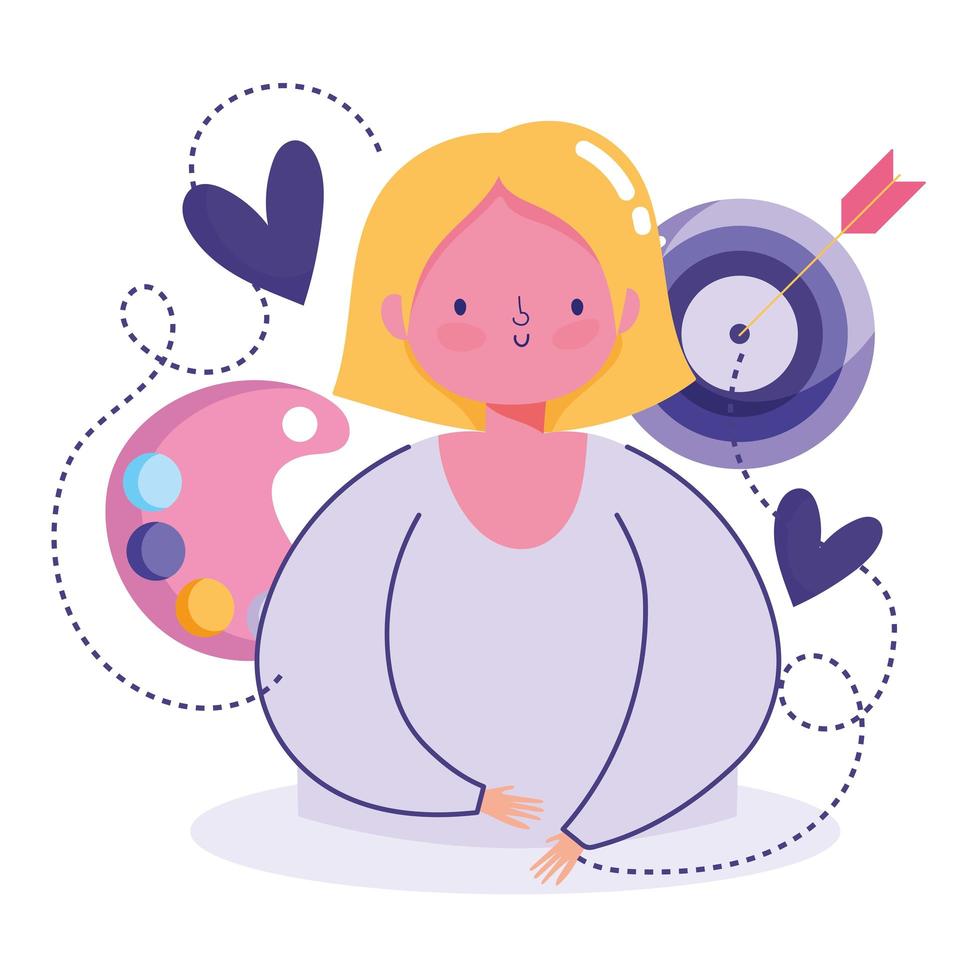 Creativity and technology concept with woman and icons vector