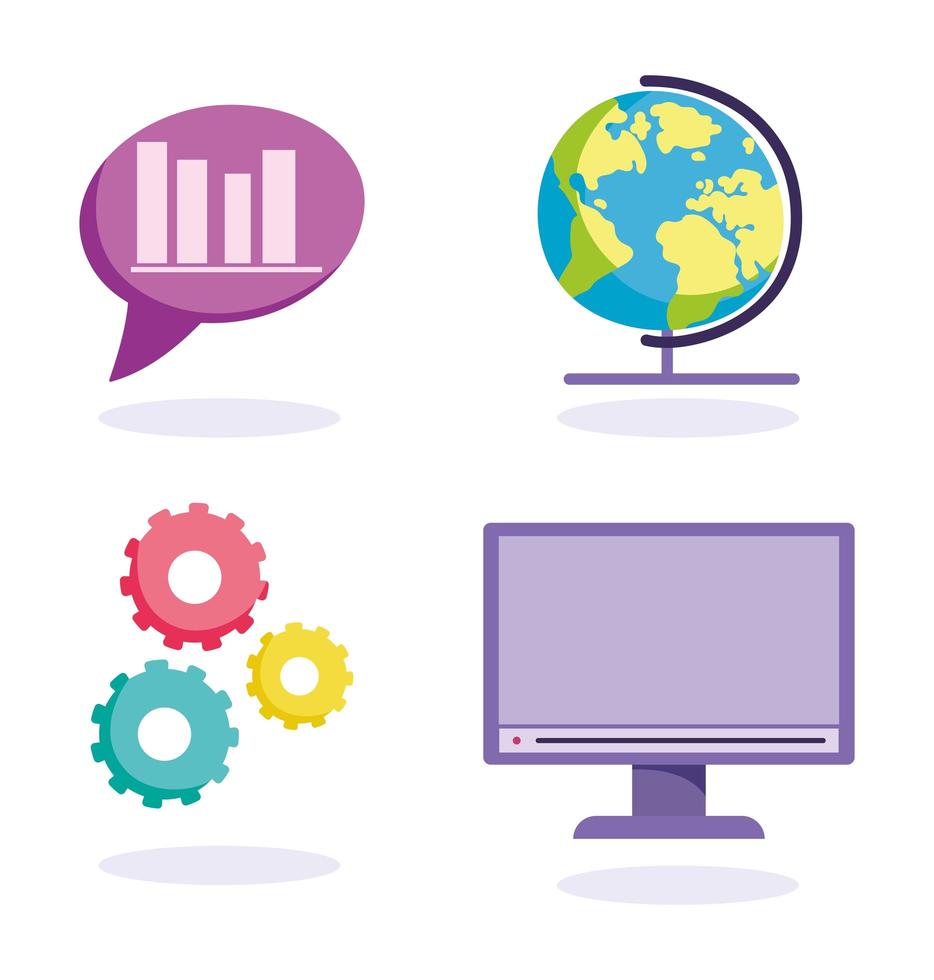 Online education concept icon set vector
