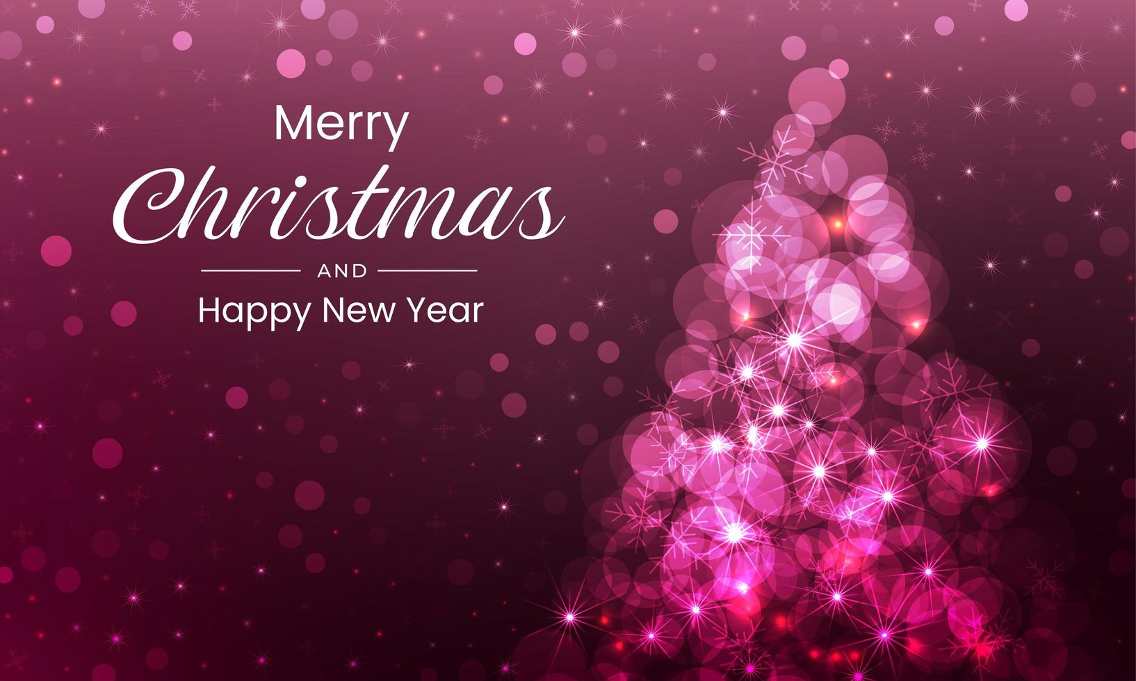 Merry Christmas with sparkling pink tree vector