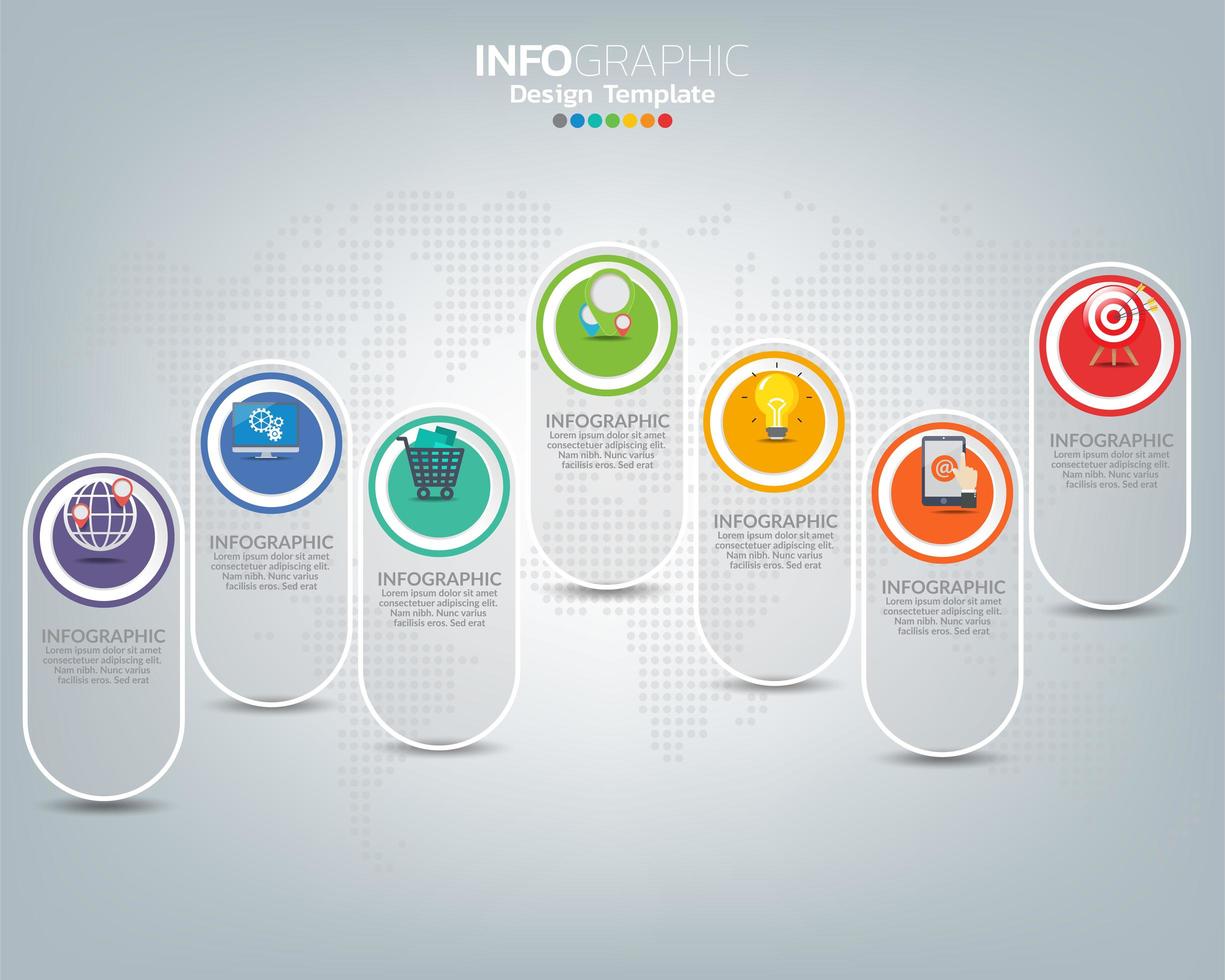 Infographic template with digital marketing icons vector