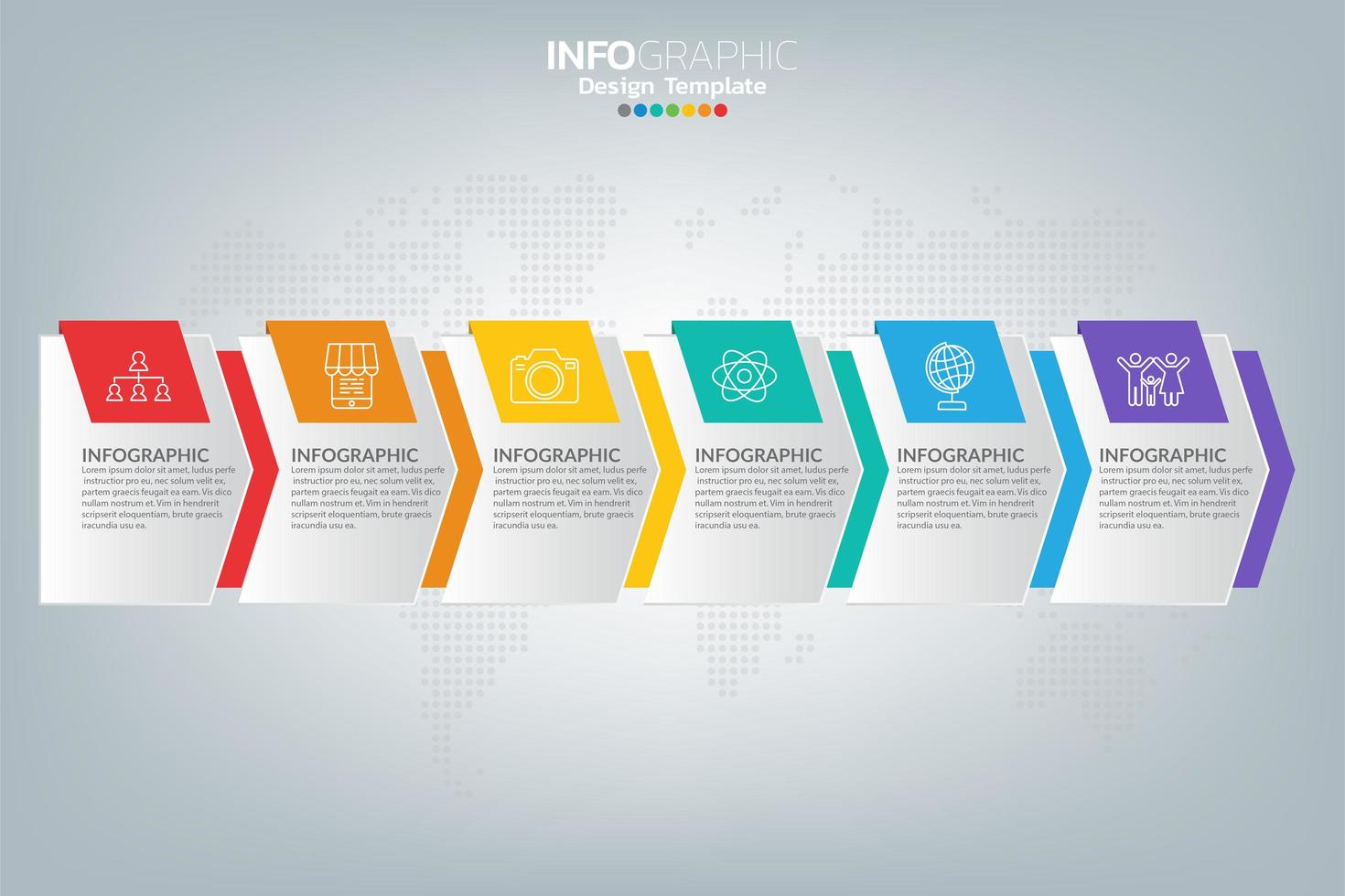 iconos y plantilla de infografía. concepto de negocio con procesos. vector