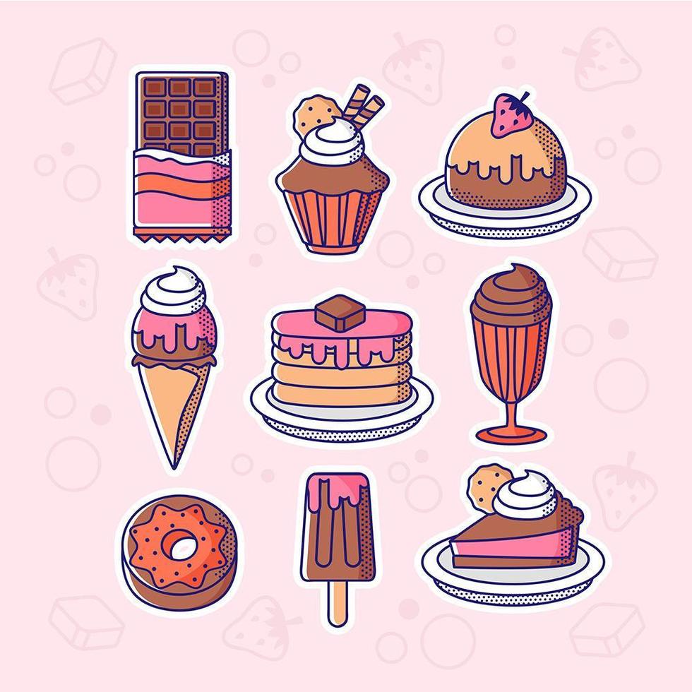 Chocolate Desserts Icon Set vector