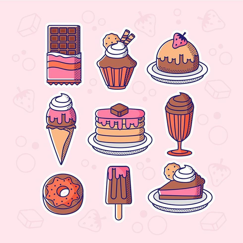 conjunto de iconos de postres de chocolate vector