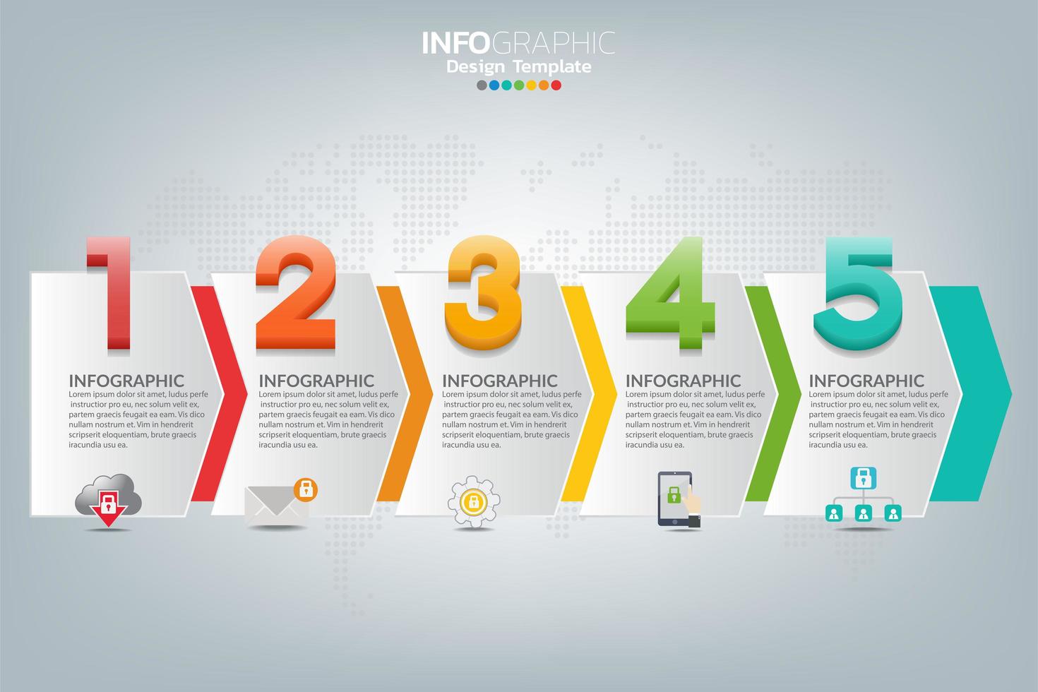 iconos y plantilla de infografía. concepto de negocio con procesos. vector