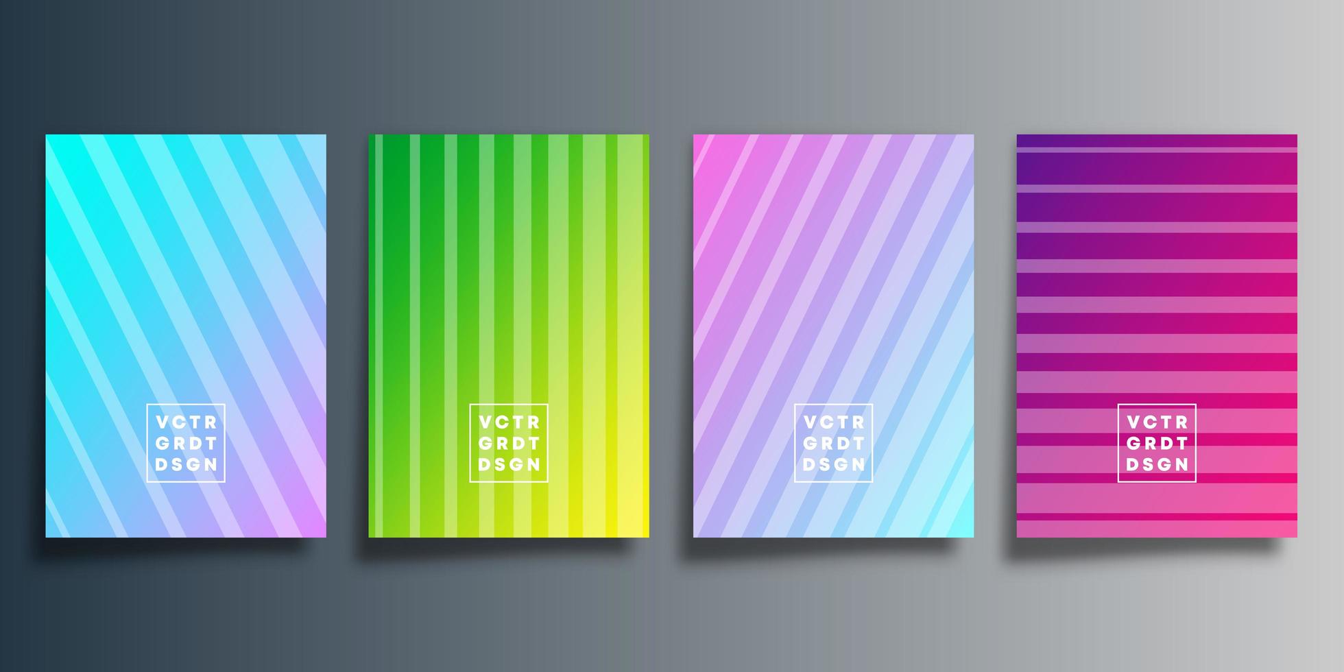 Set of colorful striped gradient covers vector