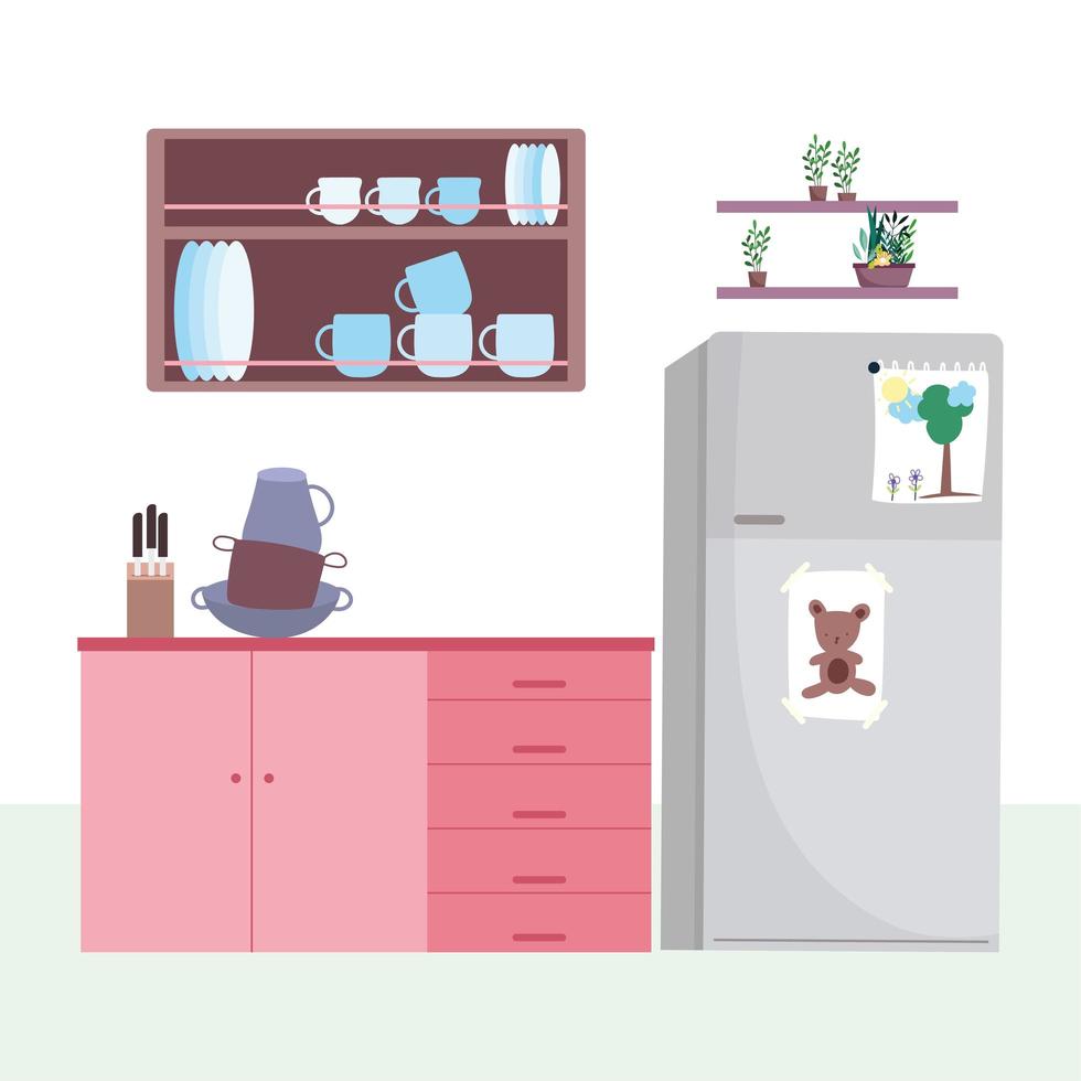 Kitchen interior background vector