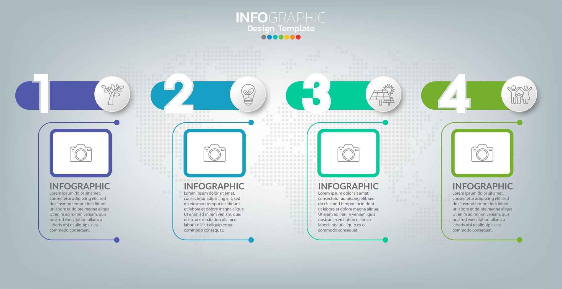 iconos y plantilla de infografía. concepto de negocio con procesos. vector