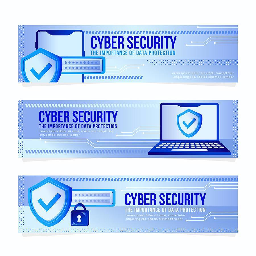 conjunto de banners de seguridad cibernética vector